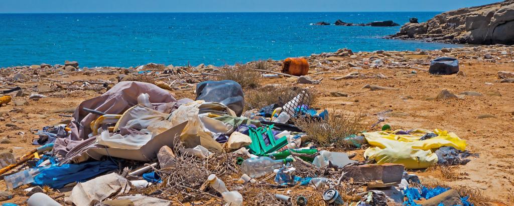 Plastic pollution at beach